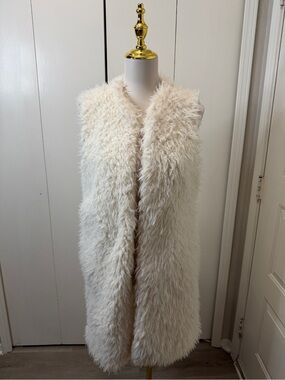 Ivory Faux Fur Long Vest